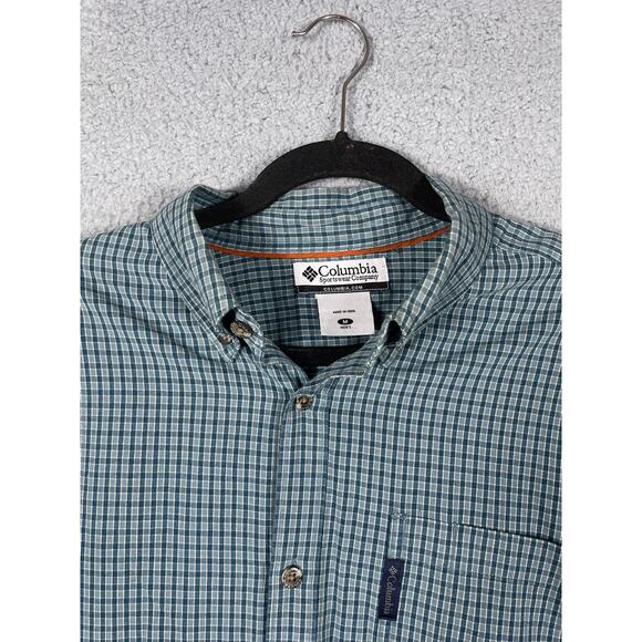 Columbia Mens Size M Long Sleeve Button Down Shirt Blue/Green Plaid - Picture 4 of 10